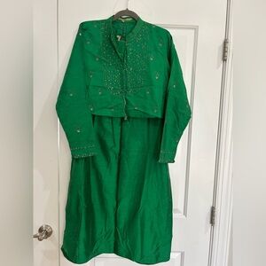 Green Embroidered Two-Piece Outfit